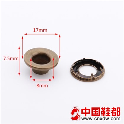供应带爪鸡眼17*8*7.5mm铜质金色加厚垫片带爪