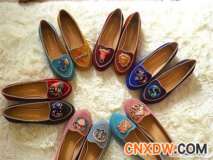 淘宝爆款十二星座真皮坡跟浅口休闲女鞋女式单鞋厂家直销批发