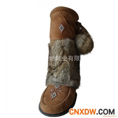 厂家批发 时尚休闲舒适 兔毛烟胶底 雪地靴保暖鞋
