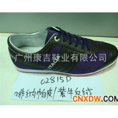 KJ02815D - 啡纳帕皮/紫牛反绒世界男鞋