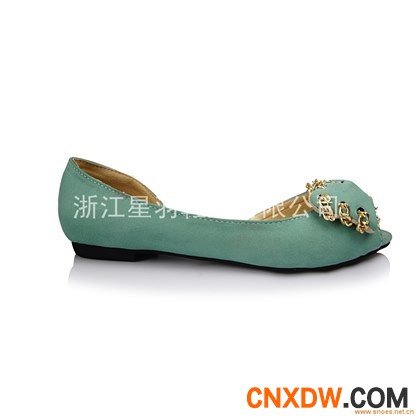 2011春夏新款金属链条蝴蝶结鱼嘴平底凉鞋