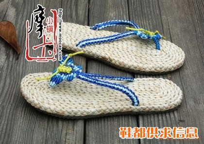 古镇热卖款 纯手工保健拖鞋 人字拖草鞋 厂家批发