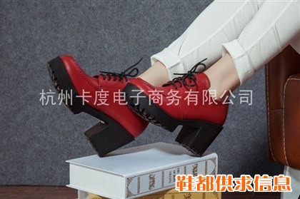 韩版厚底英伦风高跟系带女鞋    淘宝货源  一件代发