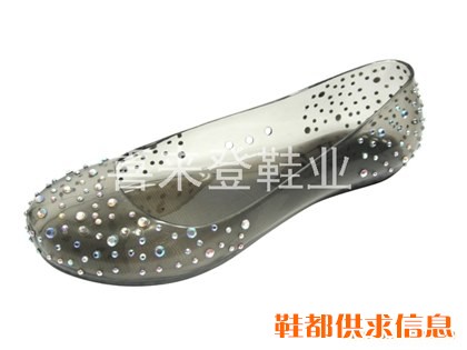PVC水晶鱼嘴鞋钻石满天星