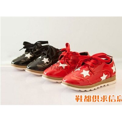 女童时尚漆皮松糕厚底星星鞋