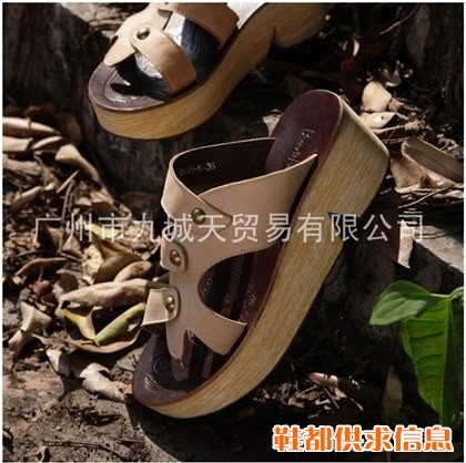 打蜡牛皮女鞋出口韩国休闲个性皮拖